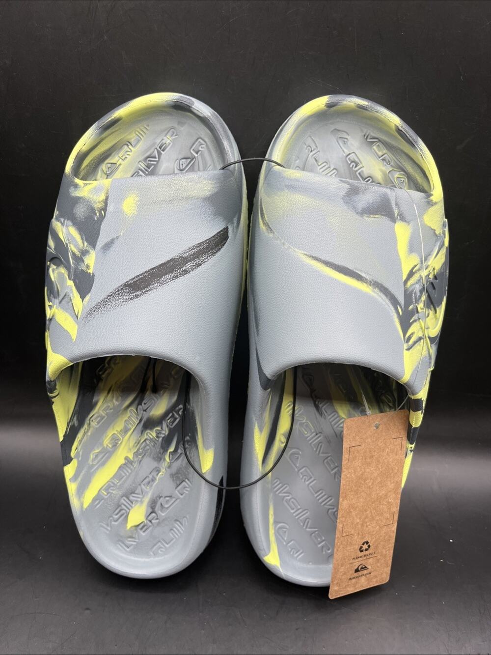 QUIKSILVER Men Sz 7 Slides Cloudbreak Cloud Break Flip Flops Sandals Shoes Green